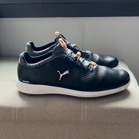 Puma Ignite PWRAdapt Leather Golf Shoes Black 14 - Picture 2 of 7